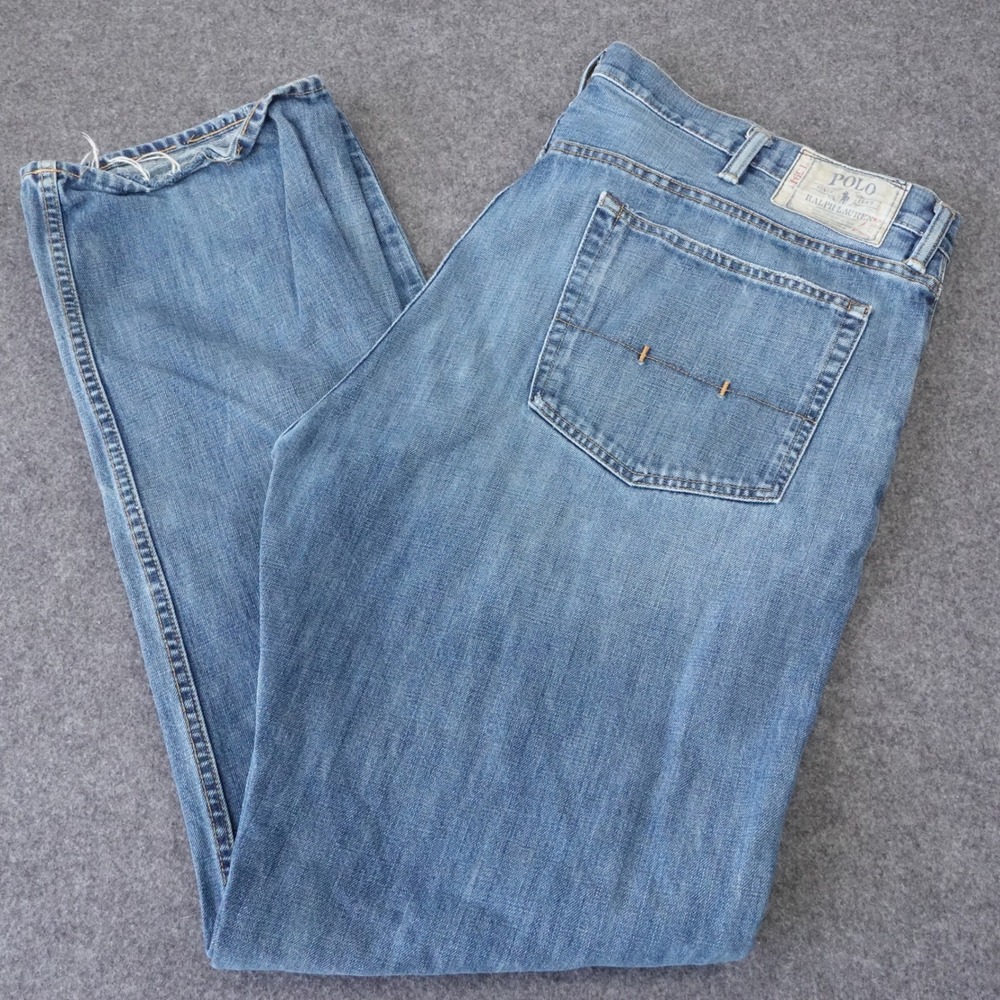 Polo Ralph Lauren Mens 42x33 Straight Leg Jeans Medium Wash Blue Denim RL Logo